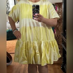 Anthropologie Norblack/Norwhite 100% cotton drop waist dress w/ pockets size 1x